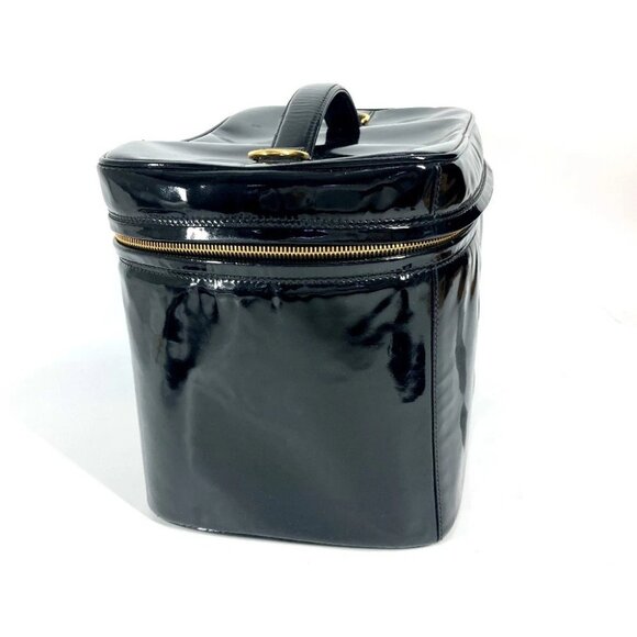 CHANEL vintage CC Vanity Bag 2WAY Shoulder Bag Hand Bag Patent Leather Black - Picture 11 of 14